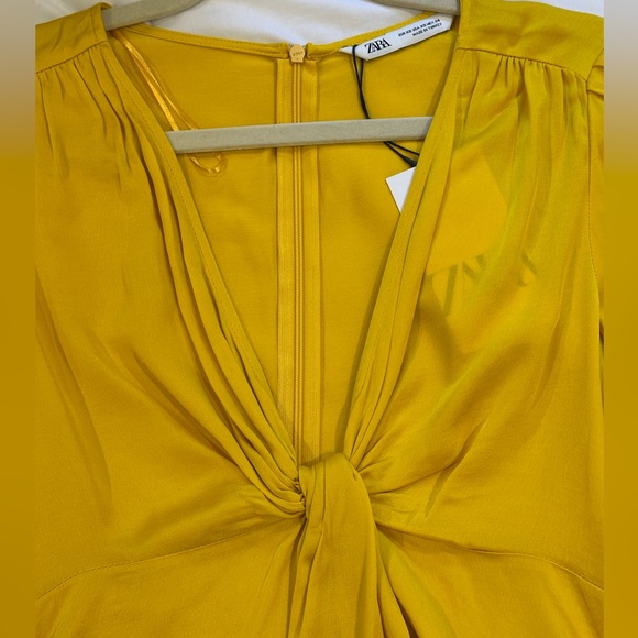 ZARA Front Knotted Yellow Blouse NWT Size XS - Picture 5 of 9